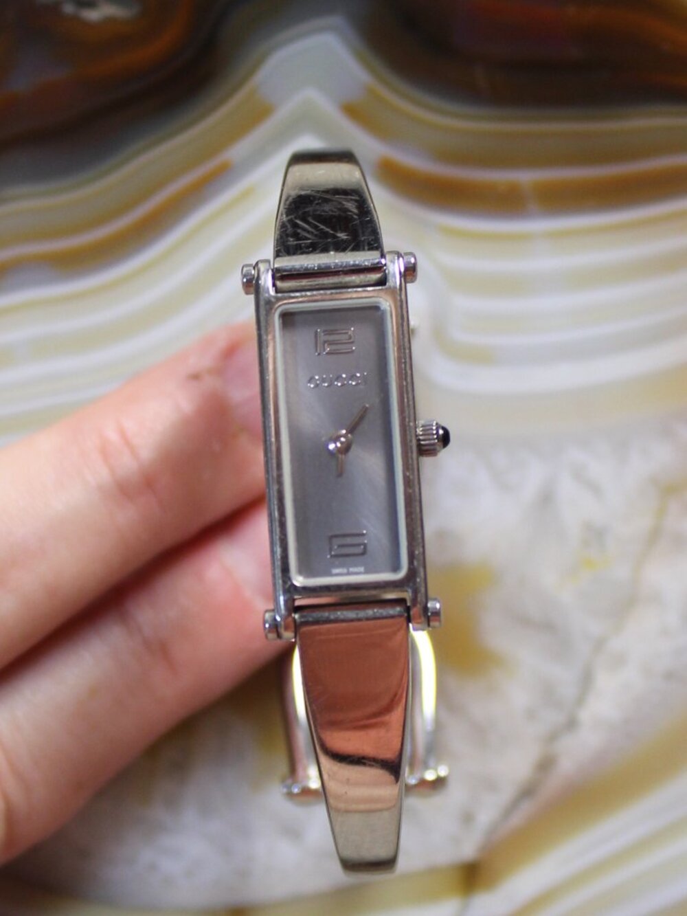 Gucci 1500L Grey Faced Stainless Steel Swiss Made Women's Watch